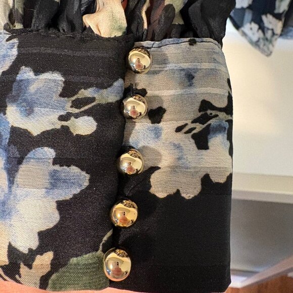 Vintage blouse Size S Blue and Black - Picture 3 of 6